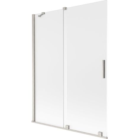 Mexen Velar paratia per vasca da bagno scorrevole a 2 ante 130 x 150 cm, brina, nichel spazzolato - 896-130-000-31-97 (1/2)