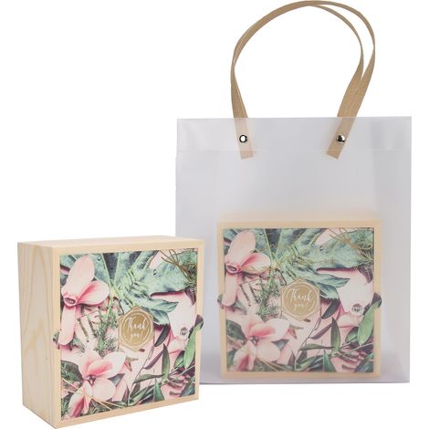 Lot de 2 boîtes cadeaux en bois pour mariage, sachet PVC élégant pour bonbons, accessoire fête d'anniversaire 4 (1/5)