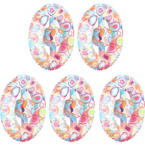 Lot de 5 anneaux de préhension ronds en silicone imprimé, jouet anti-stress pour la rééducation des doigts à domicile, cercle arc-en-ciel (1/5)