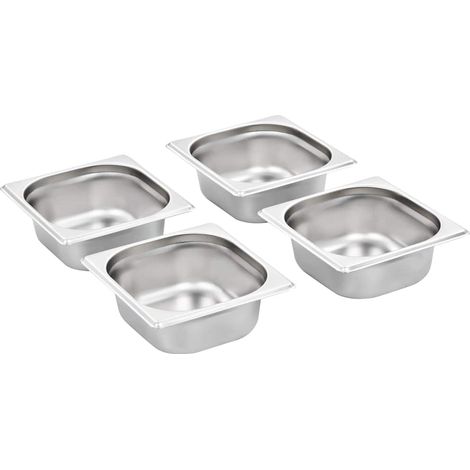 vidaXL Bandejas Gastronorm 12 unidades GN 1/6 65 mm acero inoxidable (1/2)