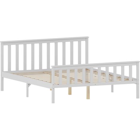 Milan 5ft King Size Solid Pine Wood Bed Frame, High Foot End, 150 x 200 cm, White