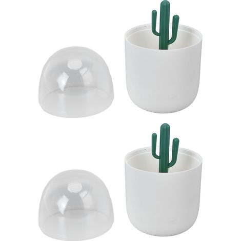 2 pièces Boîte à Cactus pour Cure-Dents et Coton-Tige, Rangement Déco Bureau Maison Réutilisable (1/5)