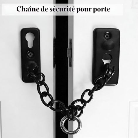 Door Security Chain with Screw, Stainless Steel Door Lock Chain with Retainer Ring and Spring Buckle, Interior Door Lock for Hotel, Apartment, Bedroom (1/3)