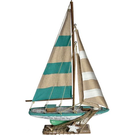 Barca a vela in legno, decorazione domestica nautica, modello da collezione marittima, regalo ideale per gli amanti del mare