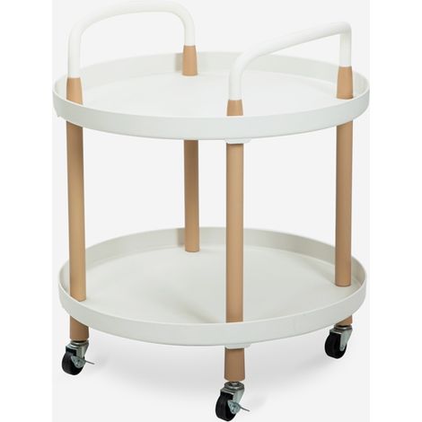 Carrello portavivande design nordico scandinavo rotondo con ruote Biky - Bianco