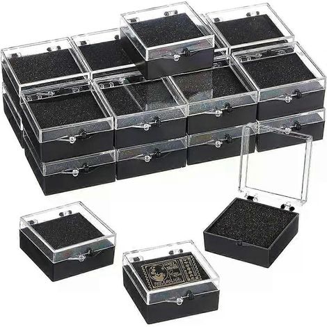 20 Stück durchsichtige Geschenkboxen aus Kunststoff für Anstecknadeln, 2 x 17 x 9 Zoll, schwarze Präsentationsboxen für Abzeichen, durchsichtige Anstecknadeln, Präsentationsdisplays (1/4)