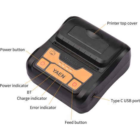 Étiqueteuse portable BT sans fil 80 mm, connexion d'imprimante de reçus thermique, utilisation avec application compatible, smartphone IOS Android, largeur de papier réglable S pour restaurant, superm (1/5)