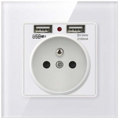 Socket with dual USB charger - iPhone/Android compatible - 1 piece - Fast charging - For home and travel - Individuals (1/4)