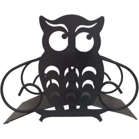Support mural pour tuyau d\'arrosage - DEVIDOIR - Hibou - Métal solide - 27x20cm - Noir (1/4)