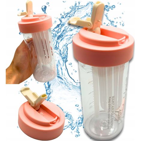 Botella de agua con pajita, resistente y con filtro graduado de 600 ml. (1/5)
