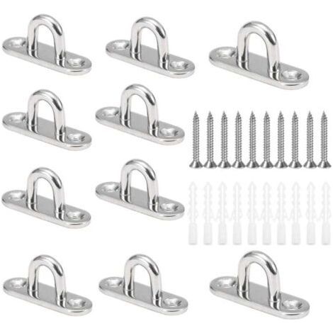 10pcs M5 U-shape Ceiling Hooks, 304 Stainless Steel Base, 15x45mm, Wall Bracket, Grommets (1/4)