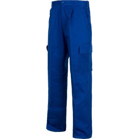 Pantalón recto de algodón ligero y cintura elástica WORKTEAM B1456 60 Azulina