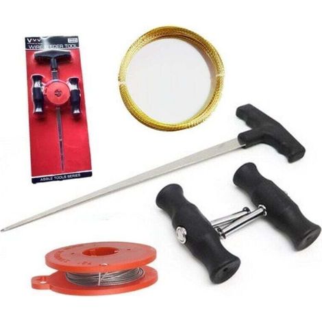 Kit d'outils de réparation de pare-brise, outil de découpe de pare-brise avec poignée, adapté aux outils automobiles, kit d'outils universel pour pare-brise en 5 pièces. (1/4)