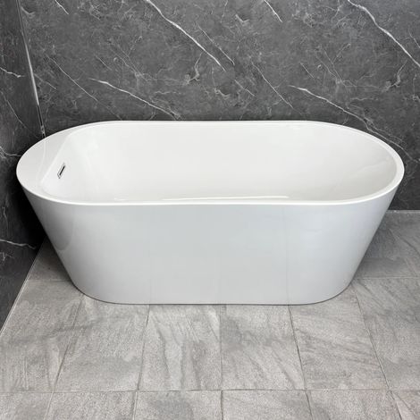 Freestanding Bath Modern White Acrylic 1680mm x 800mm Valencia Single Ended (1/4)