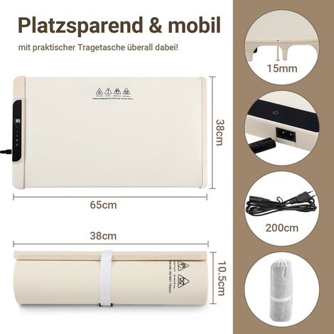 Randaco Elektrisches Warmhaltetablett Speisenwärmmatte für Buffet,rollbarer tragbarer Speisenwärmer aus Silikon -240W -65x38cm Perfekt für Partys, Catering, Buffet -Weiß (1/4)