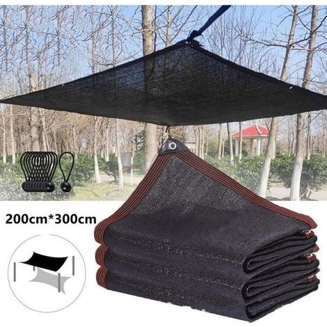 1 pièce Voile d'ombrage, rectangulaire 2 m x 3 m, noir, protection anti-UV, pour jardin et terrasse (1/5)