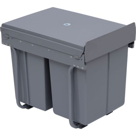 40L Kitchen Pull Out Recycling Bin with Soft Close Design - Grey Cabinet Trash Can (1x20L + 2x10L) for Efficient Waste Management