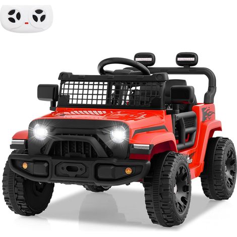 COSTWAY 12V Macchina elettrcia per Bambini, Auto con Telecomando 3 Velocità Luci LED Musica, Doppi Motori, Veicolo Elettrico per Bambini 3+ Anni, Carico 30 kg (Rosso) (1/5)