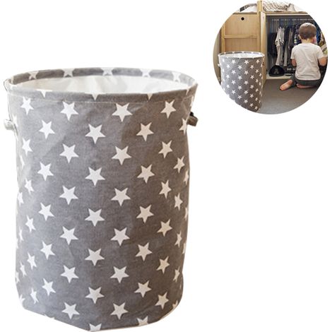 Panier à linge pliable imperméable – rond, poignée intégrée, usage buanderie ou jouets (1/4)