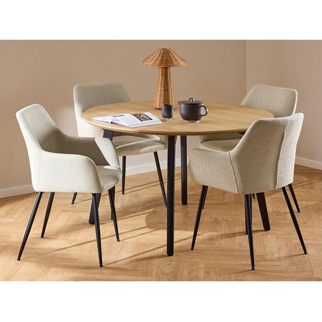 Cadiz Essgruppe Tisch mit 4 Stühlen natur, beige. (1/4)