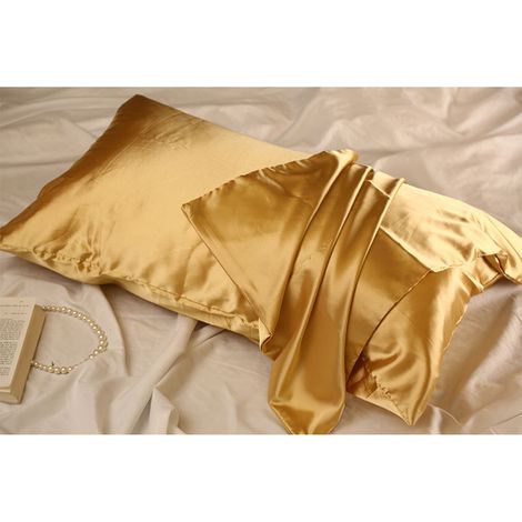 Taie D'oreiller - Soie Glacée - 50 x 75 cm - Couleur Or - Fermeture Latérale - Pour Oreillers Standards - 1 Pièce (1/5)