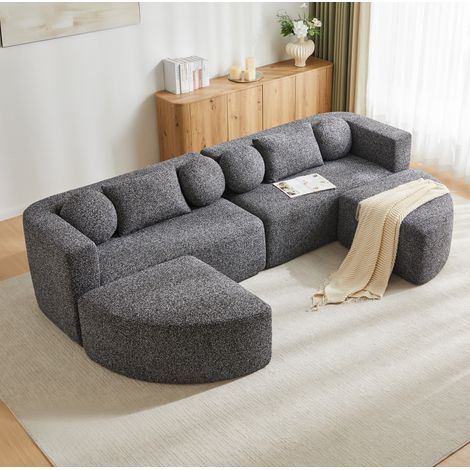 Canape convertible modulaire chenille noir OKMYHOME (1/5)