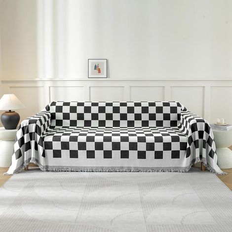 Couvre Canapé, 180x380 CM, Jeté De Canapé Grande Taille, Noir Blanc (1/5)