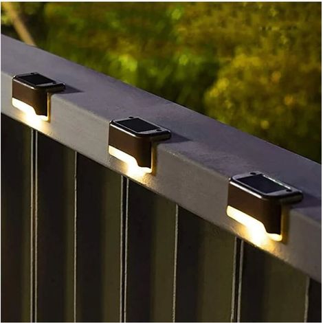 Lot de 16 lampes solaires pour terrasse extérieure, lampes solaires pour marches, lampes solaires à LED étanches pour escaliers extérieurs, marches, clôtures, cour, terrasse et allée (blanc chaud) (1/5)
