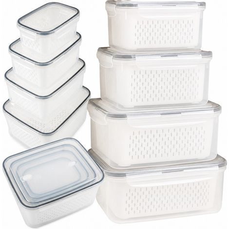 Boîtes de conservation pour la cuisine avec paniers, ensemble de 4 pièces, couvercles hermétiques, en polypropylène durable, compatibles lave-vaisselle (1/5)