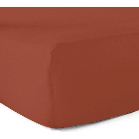 Drap-housse 100% coton 57 Fils Tomette 180 x 200 cm - Bonnet 30 cm