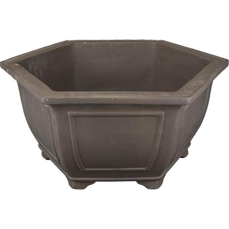 Vaso per bonsai esagonale in gres 41x41x21 cm - WY10d