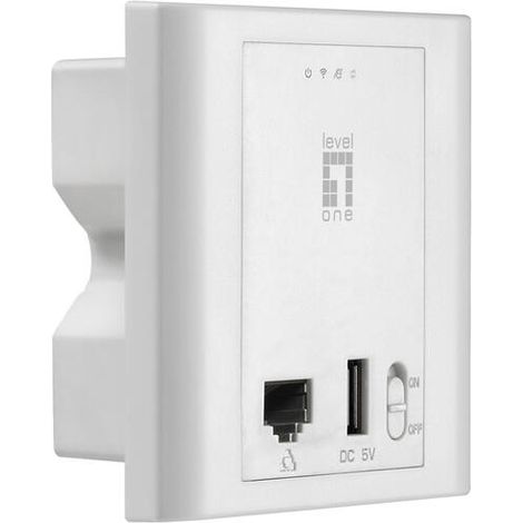 PUNTO DE ACCESO WIFI LEVEL ONE 300N  POE PARA MONTAJE EN PARED  CAJA 86MMX86MM PUERTO USB CARGA (1/2)