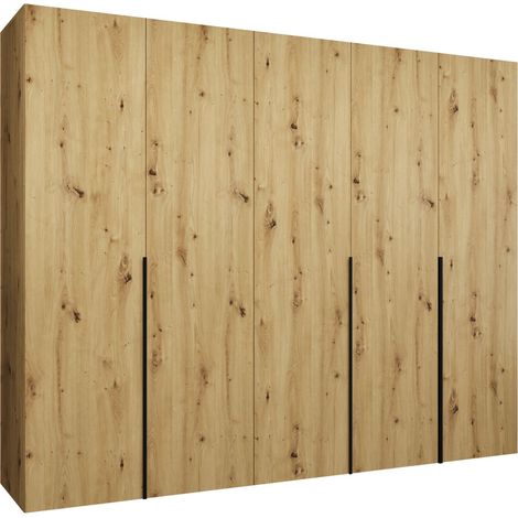 Armoire Hartford 538, Chêne Artisan, 202x250x52cm, Portes d'armoire: Avec des charnières, Nombre d'étagères: 0 (1/5)