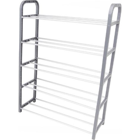 TrAdE Shop Traesio - Scarpiera In Plastica 5 Ripiani Livelli Salvaspazio 50x19x68cm Porta Scarpe Casa - (1/2)
