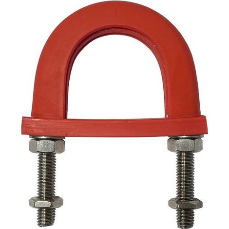 Light Duty Flame Retardant Anti-Vibration Rubber Lined U-bolt 76 mm ID (Suit 65 NB Pipe)  - Zinc Plated Mild Steel (1/3)