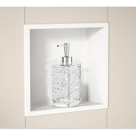 Niche de douche en acier inoxydable avec sous-bouteille premium blanche 320320125mm pas besoin de carrelage étagère de douche encastrée niche pour rangement de salle de bain montage mural (1/4)