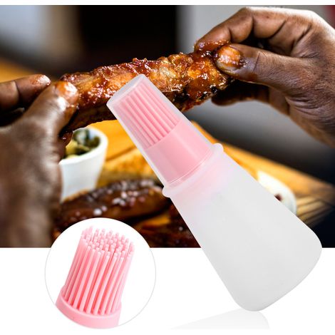 2er-Set Küchen-Silikon-Grillflaschenpinsel für Öl, Honig, Kochen, Backen und Grillen, rosa (1/5)