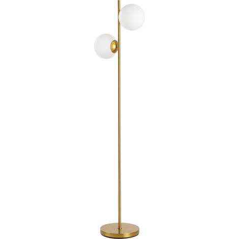 Lampada da Terra Ø28x165 cm Paralumi a Sfera con Attacco E27 Struttura in Metallo Oro (1/5)