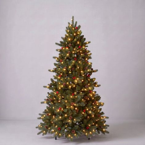 Árbol de Navidad LED 180cm con Piñas y Bolitas Rojas (1/2)