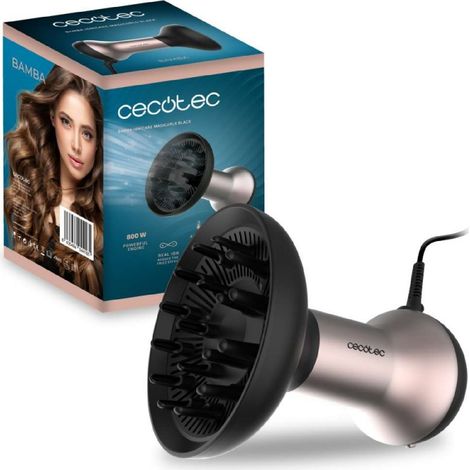 Cecotec Asciugacapelli con Diffusore Bamba IoniCare MagiCurls Black. 800W, 3 Modalità, Tecnologia a Ioni per eliminare il Frizz (1/5)