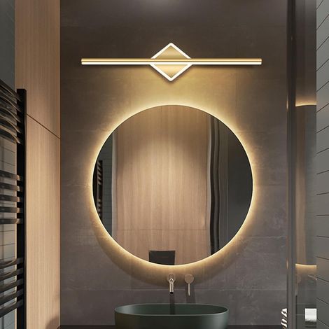 LED Intérieur Applique Murale Lampe Miroir Salle de Bain Moderne Aluminium Luminaire Mural Longue Simples Eclairage Mural pour Salon Chambres à Coucher Coiffeuse Couloir (Lumière Chaude Dorée,60cm) [E (1/5)