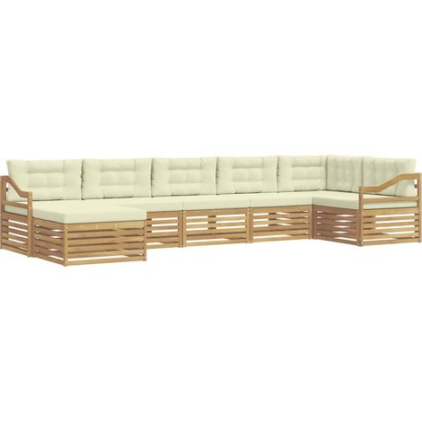 Ensemble de canapés d'extérieur 7 pc 7 place Blanc et crème vidaXL (1/5)