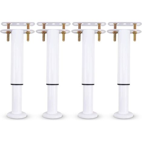 ALOVEZ 4er-Pack verstellbare Bettstützbeine aus Metall, einziehbar, robust, für Schrank, Sofa, Bettrahmen, Ersatzteile, 18–32 cm (weiß, 4er-Pack) (1/4)