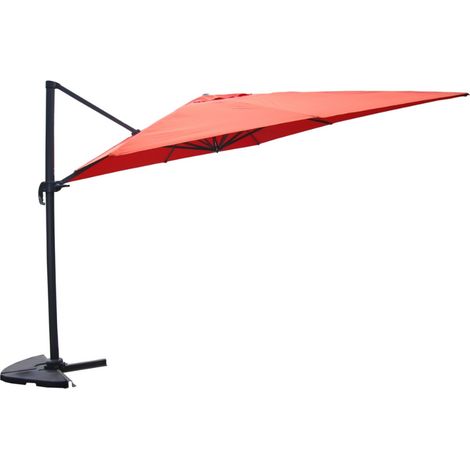 Sonnenschirm terrakotta, versetzt, rechteckig, 3 x 4 m, um 360° drehbar CESARE