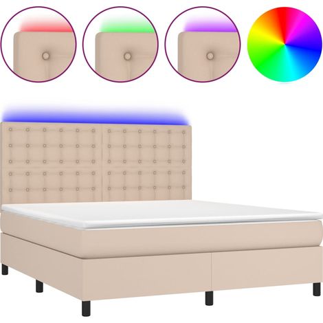 Maison Exclusive - Giroletto Molle Materasso e LED Cappuccino 160x200cm Similpelle (1/5)