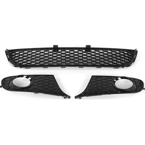 Frontgrill unten in glänzendem Schwarz mit Wabenmuster und Nebelscheinwerfergittern, kompatibel mit dem Standard-Mk6 2009-2013 (1/5)