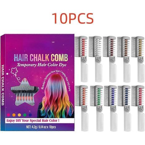 Temporary Hair Color Comb Set Washable Hair Chalk Powder for Kids & Adults Festive Fun Shampoo Dye Combs for Birthday Parties, Halloween & Cosplay (1/5)