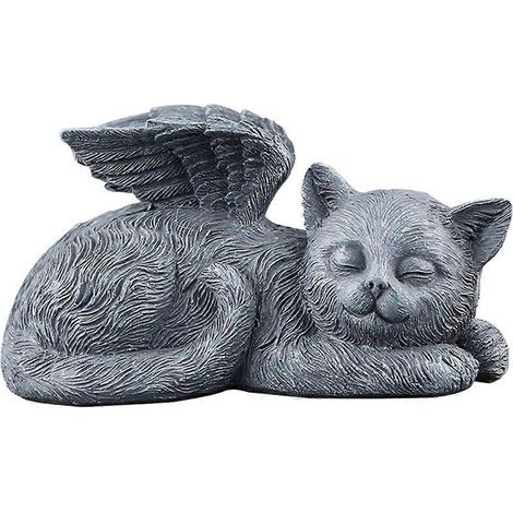 Statue commémorative de chat ange - Cadeau - Statue pour animal de compagnie - Pierre tombale - Ornements animaux - Artisanat commémoratif (1/5)