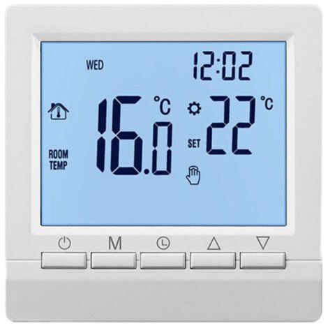 Thermostat de chaudière à gaz, régulateur de température de chauffage, verrouillage de la température de la batterie, rétroéclairage blanc