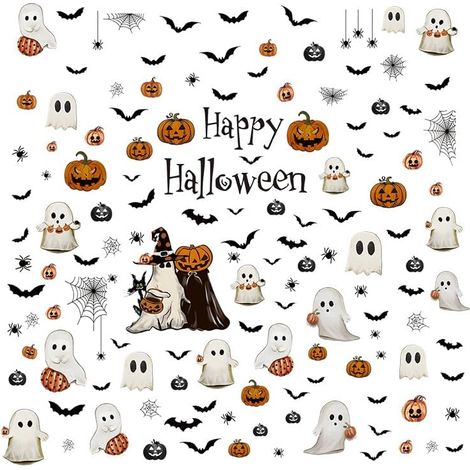Halloween-Fensteraufkleber, 137 Stück, Geistermotive, PVC-Fensteraufkleber, Deko-Zubehör (1/5)